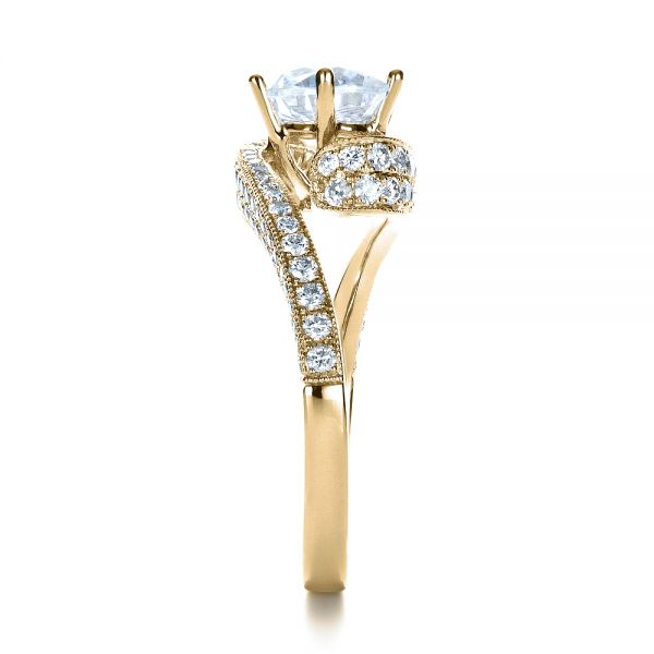 18k Yellow Gold 18k Yellow Gold Twisting Shank Diamond Engagement Ring - Vanna K - Side View -  1401
