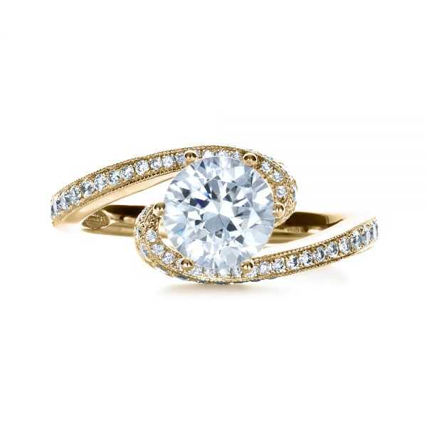 18k Yellow Gold 18k Yellow Gold Twisting Shank Diamond Engagement Ring - Vanna K - Top View -  1401