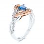 18k Rose Gold 18k Rose Gold Two-tone Blue Sapphire And Diamond Engagement Ring - Three-Quarter View -  106637 - Thumbnail