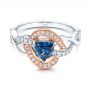 14k Rose Gold 14k Rose Gold Two-tone Blue Sapphire And Diamond Engagement Ring - Flat View -  106637 - Thumbnail