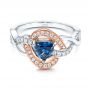 18k Rose Gold 18k Rose Gold Two-tone Blue Sapphire And Diamond Engagement Ring - Flat View -  106637 - Thumbnail