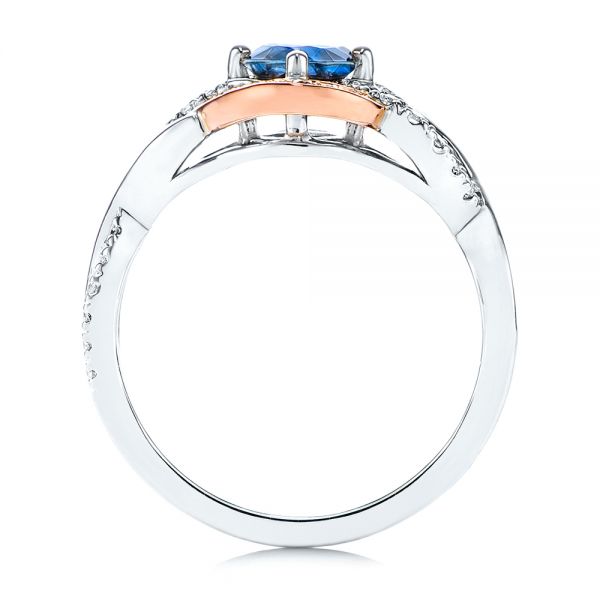 18k Rose Gold 18k Rose Gold Two-tone Blue Sapphire And Diamond Engagement Ring - Front View -  106637