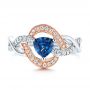 14k Rose Gold 14k Rose Gold Two-tone Blue Sapphire And Diamond Engagement Ring - Top View -  106637 - Thumbnail