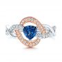 18k Rose Gold 18k Rose Gold Two-tone Blue Sapphire And Diamond Engagement Ring - Top View -  106637 - Thumbnail