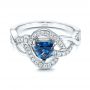 18k White Gold 18k White Gold Two-tone Blue Sapphire And Diamond Engagement Ring - Flat View -  106637 - Thumbnail