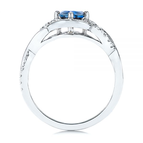  Platinum Platinum Two-tone Blue Sapphire And Diamond Engagement Ring - Front View -  106637