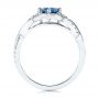 18k White Gold 18k White Gold Two-tone Blue Sapphire And Diamond Engagement Ring - Front View -  106637 - Thumbnail
