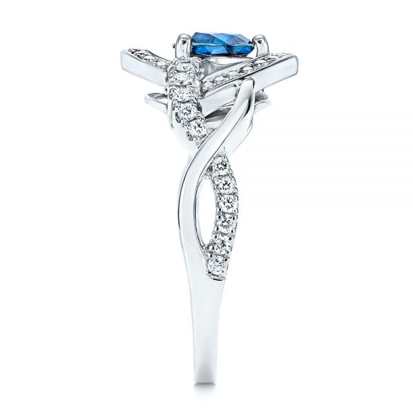 Platinum Platinum Two-tone Blue Sapphire And Diamond Engagement Ring - Side View - 106637