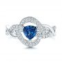 18k White Gold 18k White Gold Two-tone Blue Sapphire And Diamond Engagement Ring - Top View -  106637 - Thumbnail