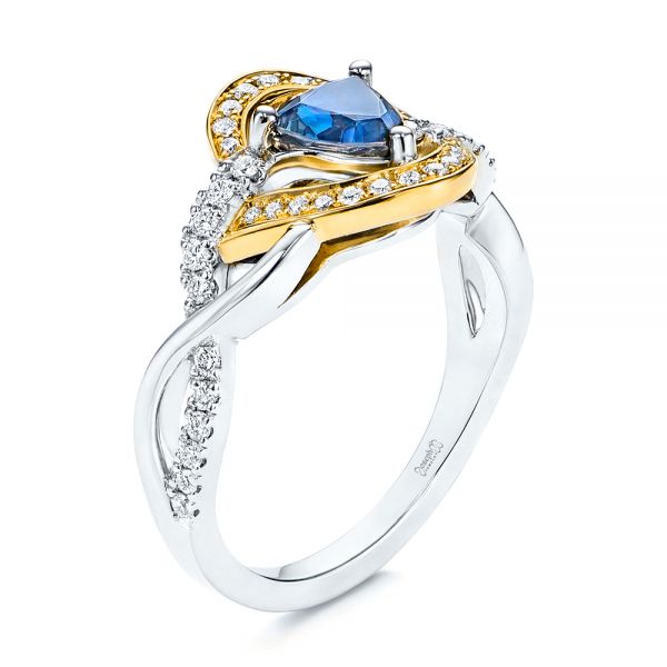 Two-Tone Blue Sapphire and Diamond Engagement Ring - Image
