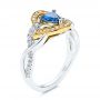 18k Yellow Gold 18k Yellow Gold Two-tone Blue Sapphire And Diamond Engagement Ring - Three-Quarter View -  106637 - Thumbnail