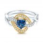18k Yellow Gold 18k Yellow Gold Two-tone Blue Sapphire And Diamond Engagement Ring - Flat View -  106637 - Thumbnail