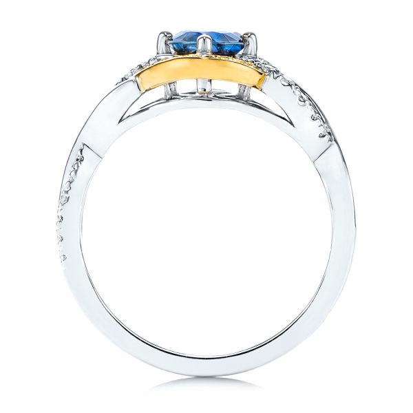 14k Yellow Gold 14k Yellow Gold Two-tone Blue Sapphire And Diamond Engagement Ring - Front View -  106637