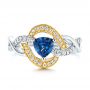 18k Yellow Gold 18k Yellow Gold Two-tone Blue Sapphire And Diamond Engagement Ring - Top View -  106637 - Thumbnail