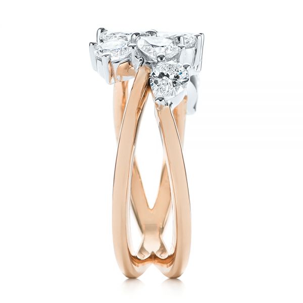 18k Rose Gold 18k Rose Gold Two-tone Cluster Diamond Ring - Side View -  105214