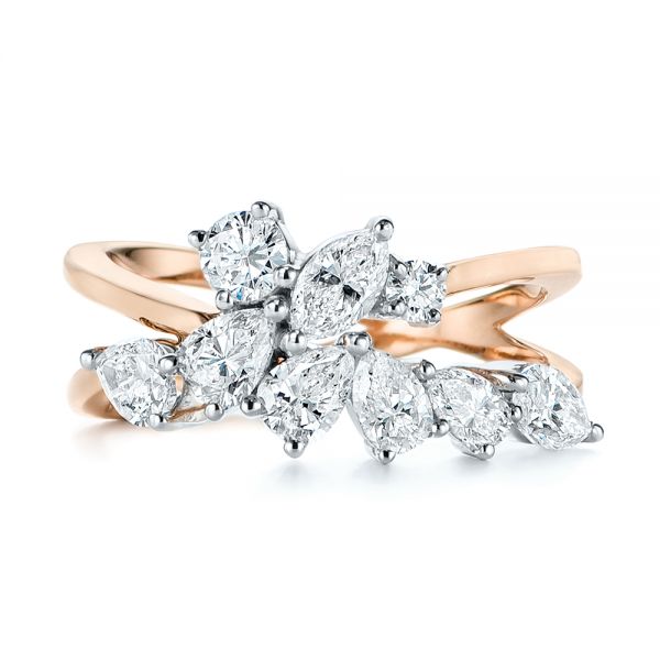 14k Rose Gold 14k Rose Gold Two-tone Cluster Diamond Ring - Top View -  105214