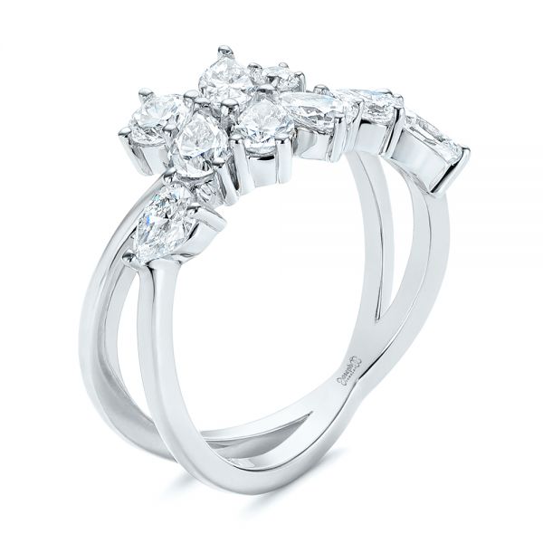  Platinum Platinum Two-tone Cluster Diamond Ring - Three-Quarter View -  105214