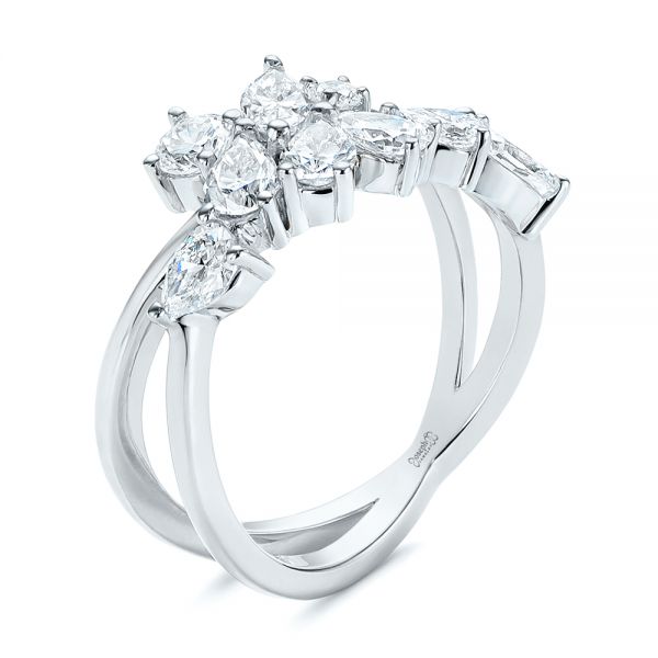 14k White Gold 14k White Gold Two-tone Cluster Diamond Ring - Three-Quarter View - 105214