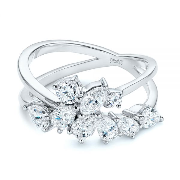 14k White Gold 14k White Gold Two-tone Cluster Diamond Ring - Flat View - 105214