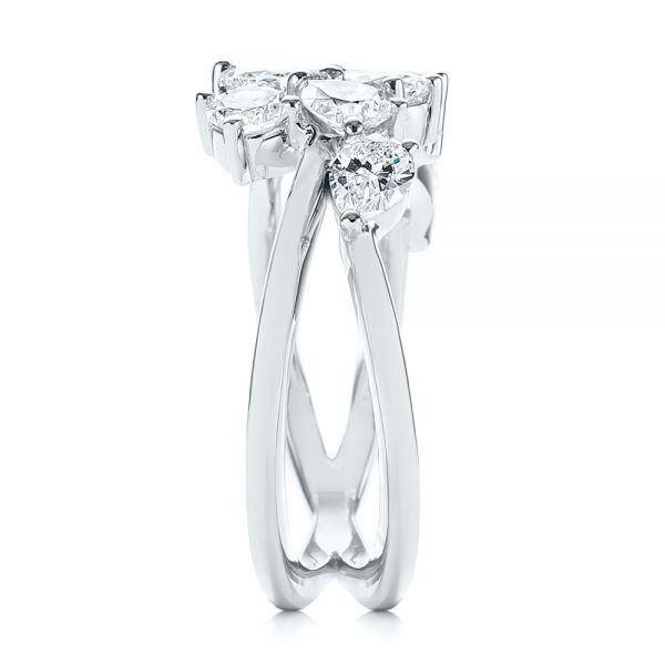 14k White Gold 14k White Gold Two-tone Cluster Diamond Ring - Side View - 105214