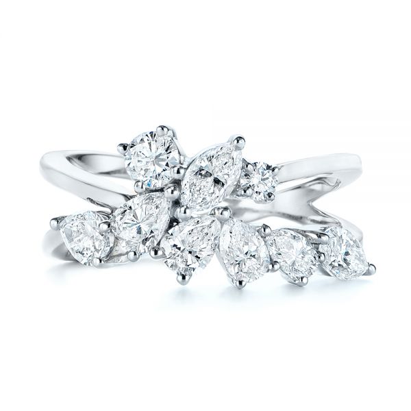  Platinum Platinum Two-tone Cluster Diamond Ring - Top View -  105214