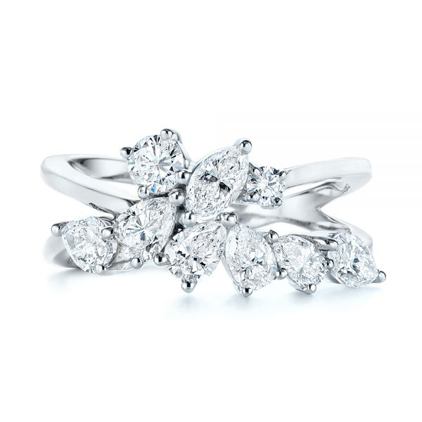 14k White Gold 14k White Gold Two-tone Cluster Diamond Ring - Top View - 105214