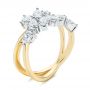 14k Yellow Gold Two-tone Cluster Diamond Ring - Three-Quarter View -  105214 - Thumbnail