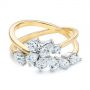 14k Yellow Gold Two-tone Cluster Diamond Ring - Flat View -  105214 - Thumbnail