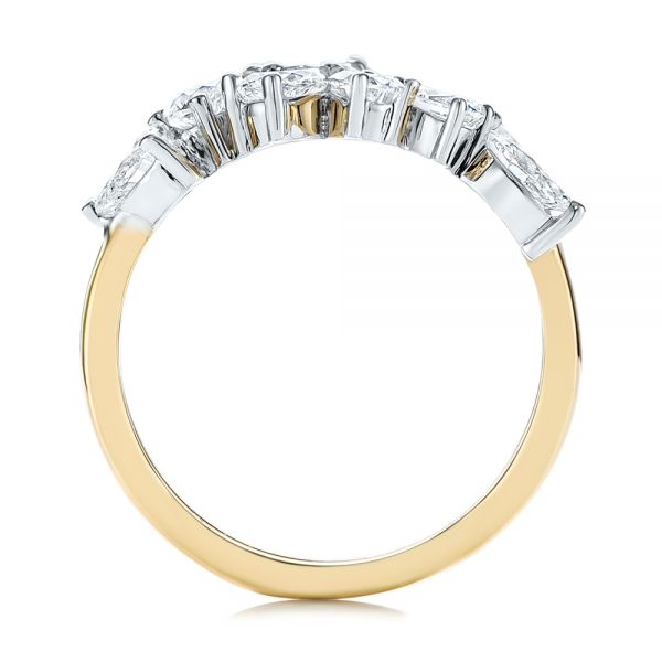 14k Yellow Gold Two-tone Cluster Diamond Ring - Front View -  105214