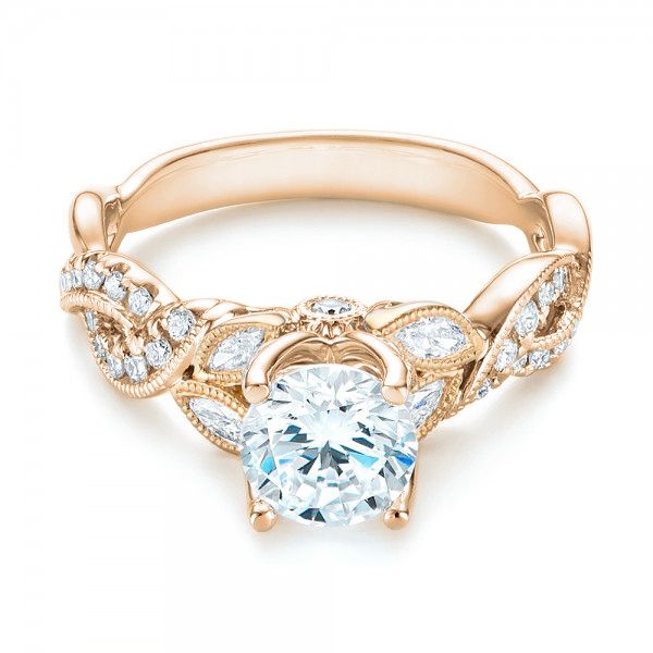 14k Rose Gold And 14K Gold 14k Rose Gold And 14K Gold Two-tone Diamond Band Engagement Ring - Flat View -  103108