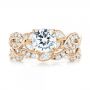 18k Rose Gold And Platinum 18k Rose Gold And Platinum Two-tone Diamond Band Engagement Ring - Top View -  103108 - Thumbnail