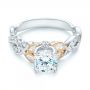 18k White Gold And 18K Gold Two-tone Diamond Band Engagement Ring - Flat View -  103108 - Thumbnail