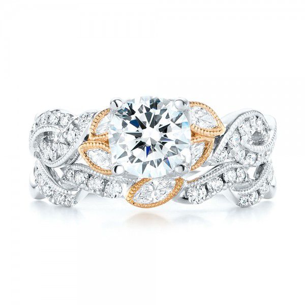 Two-Tone Diamond Band Engagement Ring - Image