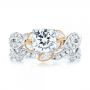 18k White Gold And 18K Gold Two-tone Diamond Band Engagement Ring - Top View -  103108 - Thumbnail