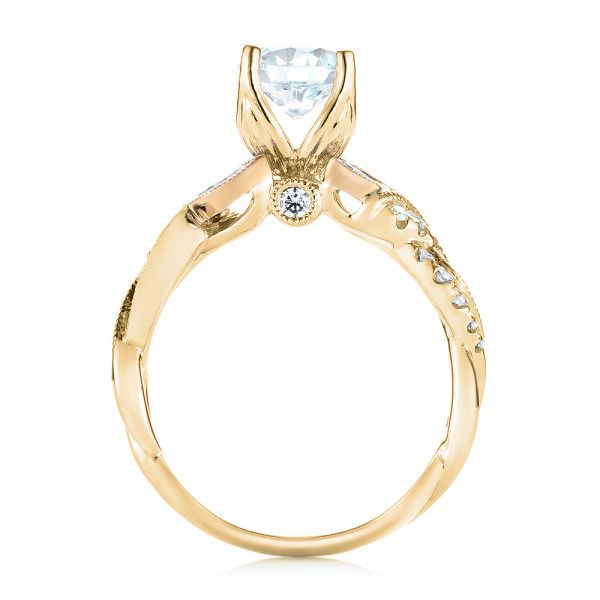 18k Yellow Gold And Platinum 18k Yellow Gold And Platinum Two-tone Diamond Band Engagement Ring - Front View -  103108