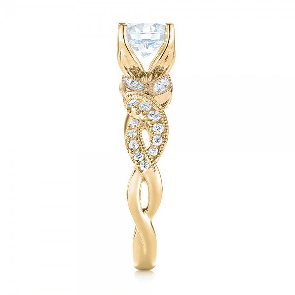 18k Yellow Gold And 18K Gold 18k Yellow Gold And 18K Gold Two-tone Diamond Band Engagement Ring - Side View - 103108