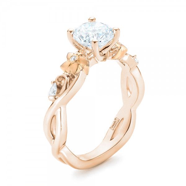 14k Rose Gold And 14K Gold 14k Rose Gold And 14K Gold Two-tone Diamond Engagement Ring - Three-Quarter View -  102844