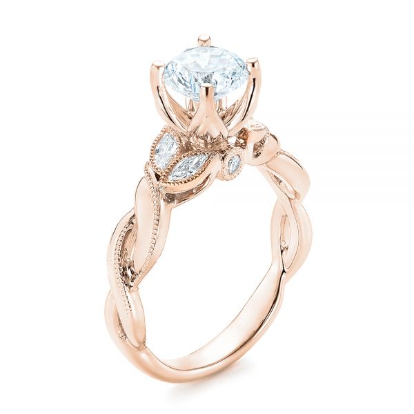 18k Rose Gold And 14K Gold 18k Rose Gold And 14K Gold Two-tone Diamond Engagement Ring - Three-Quarter View -  103107