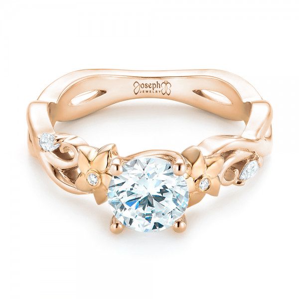 14k Rose Gold And 18K Gold 14k Rose Gold And 18K Gold Two-tone Diamond Engagement Ring - Flat View -  102844