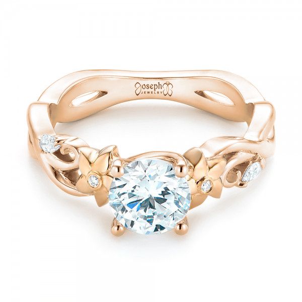 18k Rose Gold And 18K Gold 18k Rose Gold And 18K Gold Two-tone Diamond Engagement Ring - Flat View - 102844
