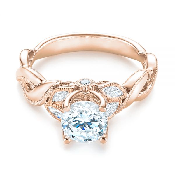 14k Rose Gold And 18K Gold 14k Rose Gold And 18K Gold Two-tone Diamond Engagement Ring - Flat View -  103107