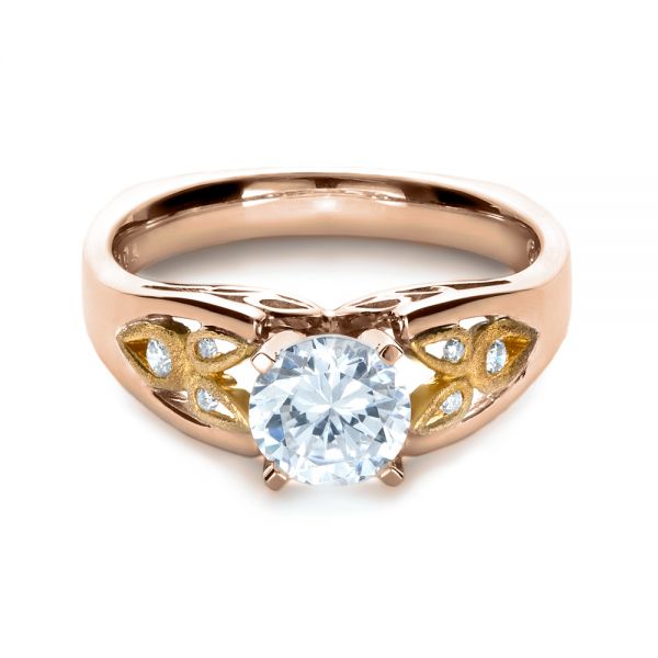 18k Rose Gold And Platinum 18k Rose Gold And Platinum Two-tone Diamond Engagement Ring - Flat View -  1205