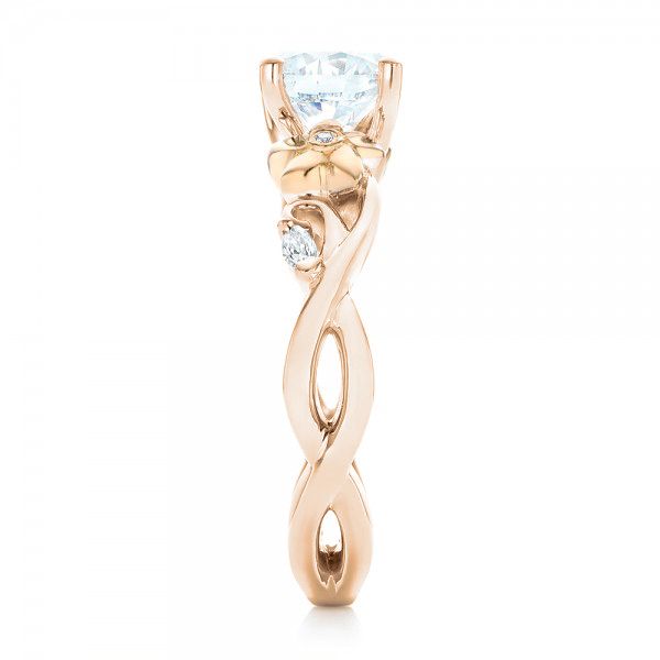 18k Rose Gold And 14K Gold 18k Rose Gold And 14K Gold Two-tone Diamond Engagement Ring - Side View -  102844