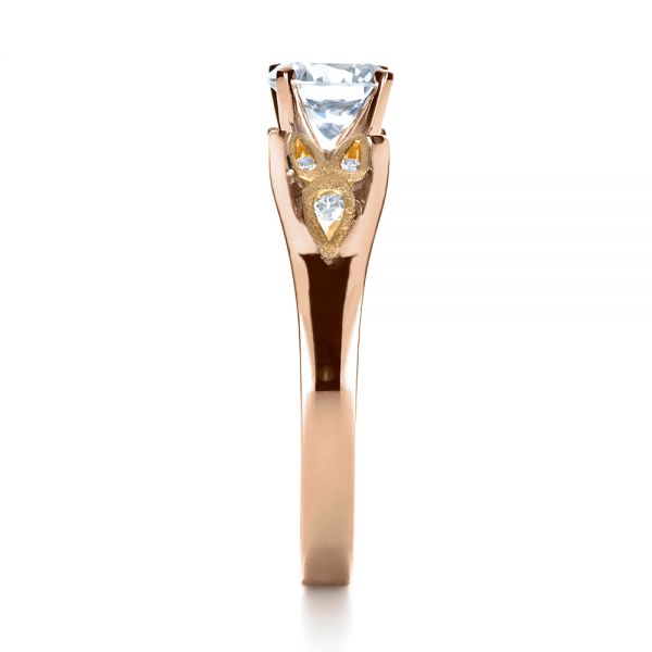 18k Rose Gold And 14K Gold 18k Rose Gold And 14K Gold Two-tone Diamond Engagement Ring - Side View -  1205