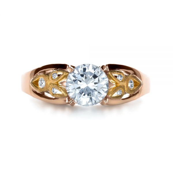 14k Rose Gold And Platinum 14k Rose Gold And Platinum Two-tone Diamond Engagement Ring - Top View -  1205