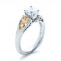 14k White Gold And 18K Gold Two-tone Diamond Engagement Ring - Three-Quarter View -  1205 - Thumbnail