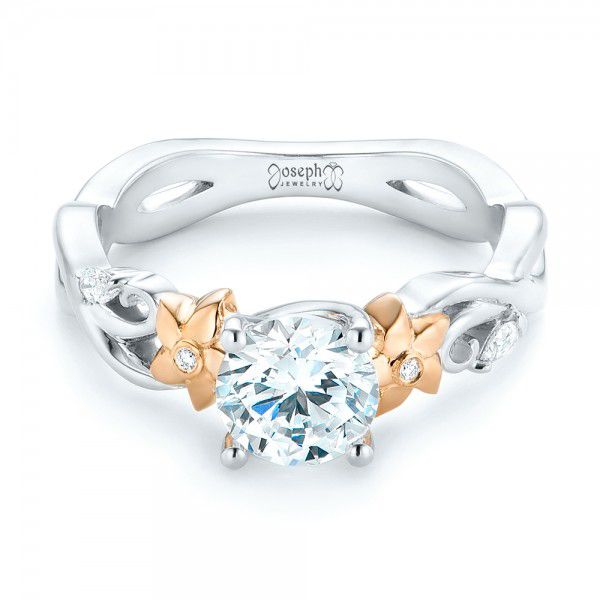  Platinum And 18K Gold Platinum And 18K Gold Two-tone Diamond Engagement Ring - Flat View -  102844