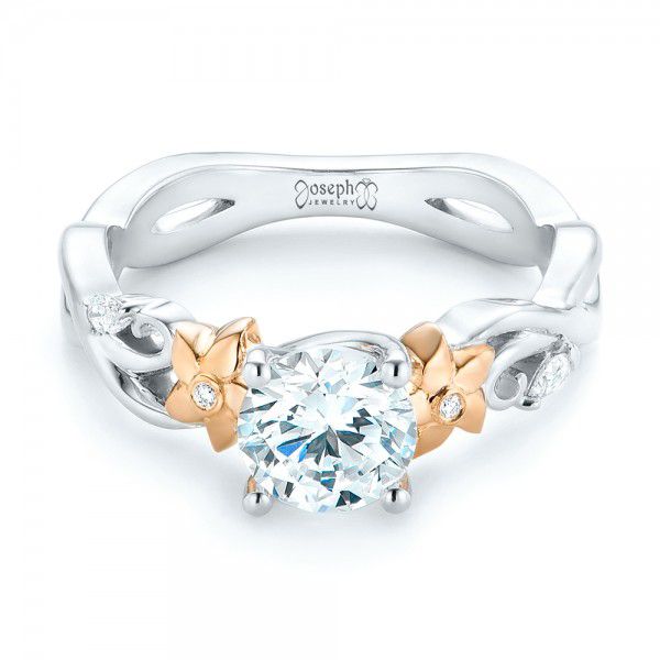  Platinum And Platinum Platinum And Platinum Two-tone Diamond Engagement Ring - Flat View -  102844