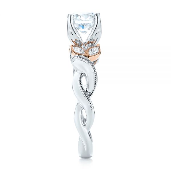 18k White Gold And Platinum 18k White Gold And Platinum Two-tone Diamond Engagement Ring - Side View -  103107