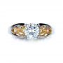 14k White Gold And 18K Gold Two-tone Diamond Engagement Ring - Top View -  1205 - Thumbnail